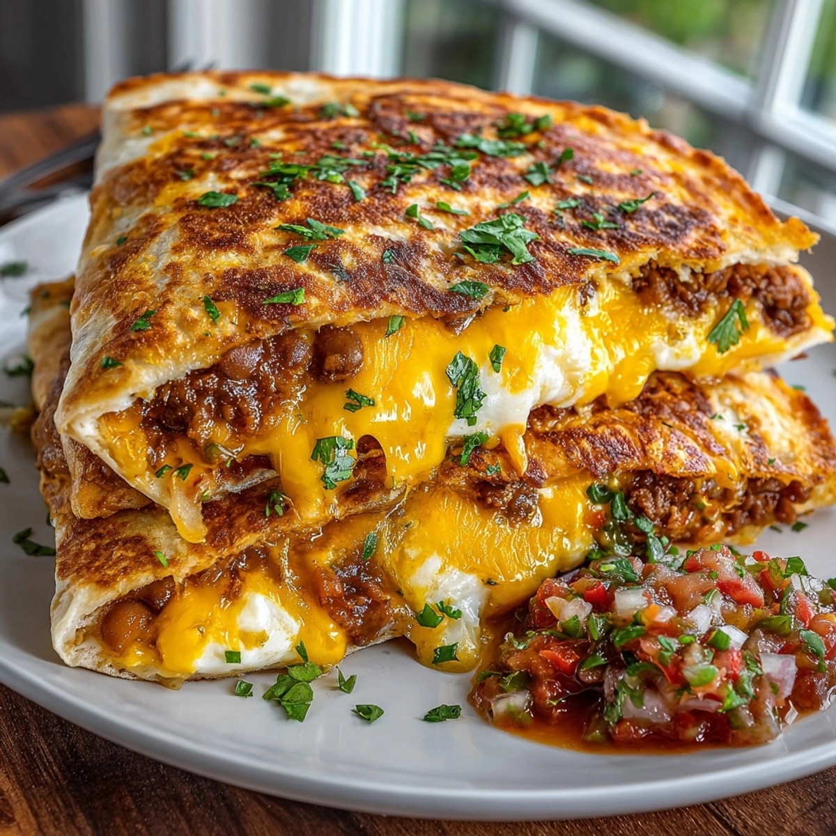 Toasterdilla recipe image shows a simple cheese and bean snack, served warm.