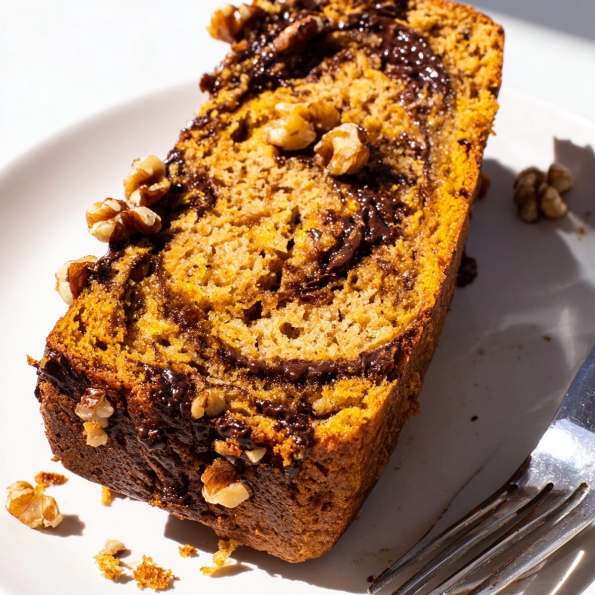 Golden-brown Protein Pumpkin Banana Loaf, warm spices, and optional chocolate chips visible.
