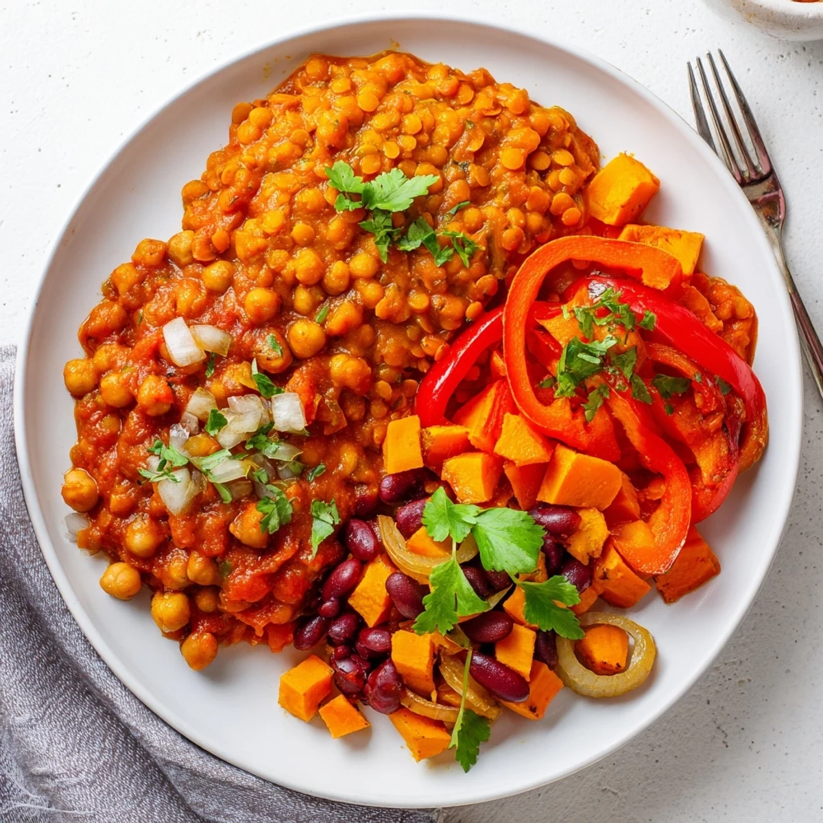 Hearty Caribbean Sweet Potato Curry garnished with parsley, perfect for cozy dinners.