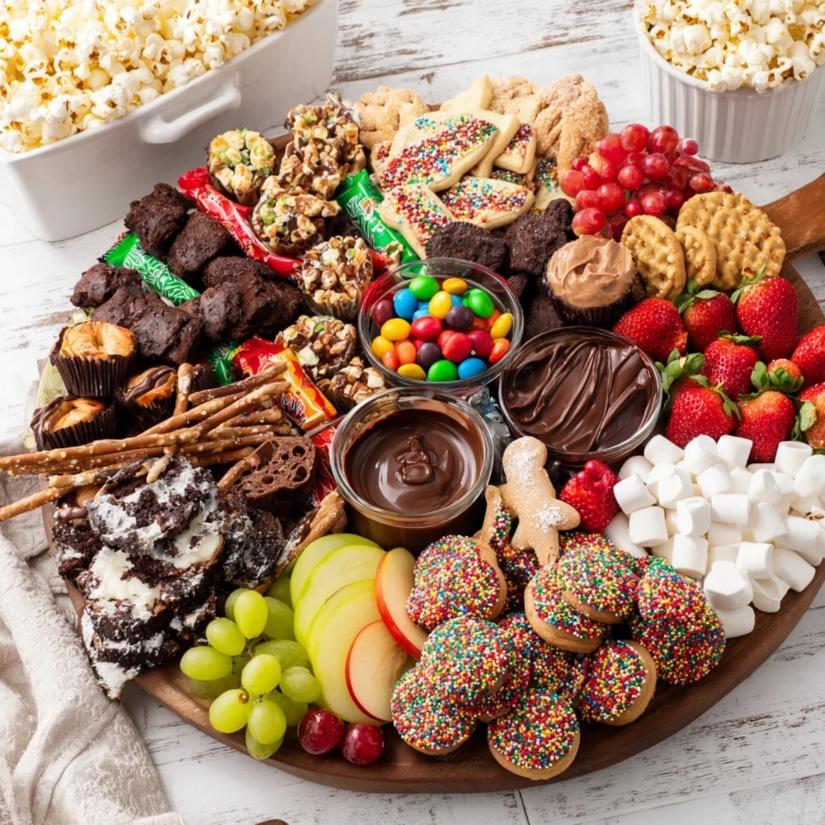 Festively assembled Dessert Boards showcasing cookies, fruits, and dips for sharing joyfully.