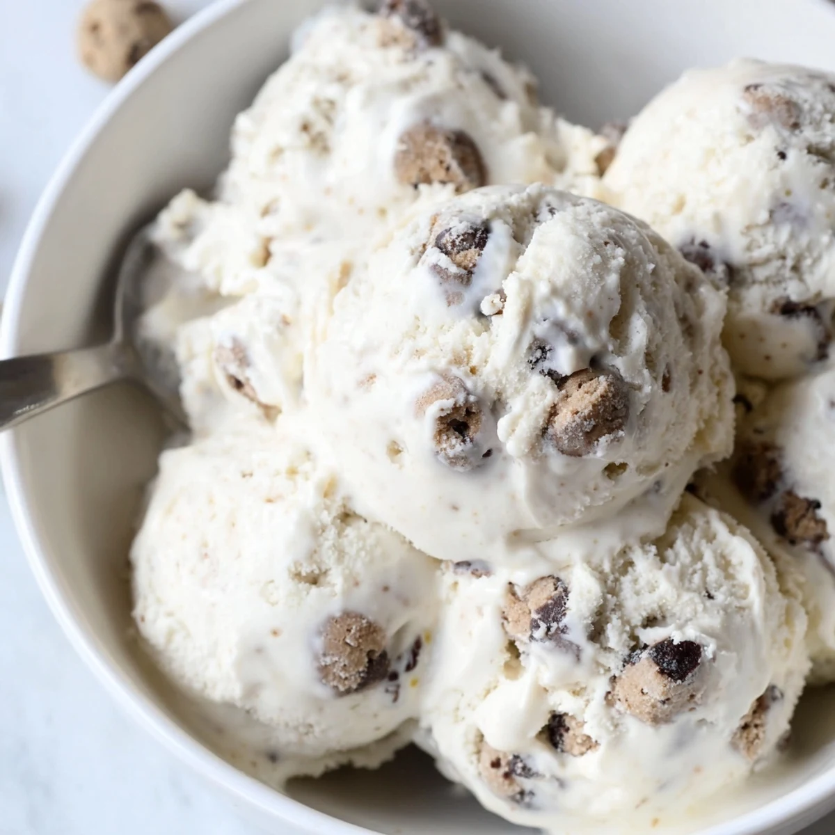 Creamy Cottage Cheese Ice Cream with Cookie Dough, a delightful frozen dessert treat.  