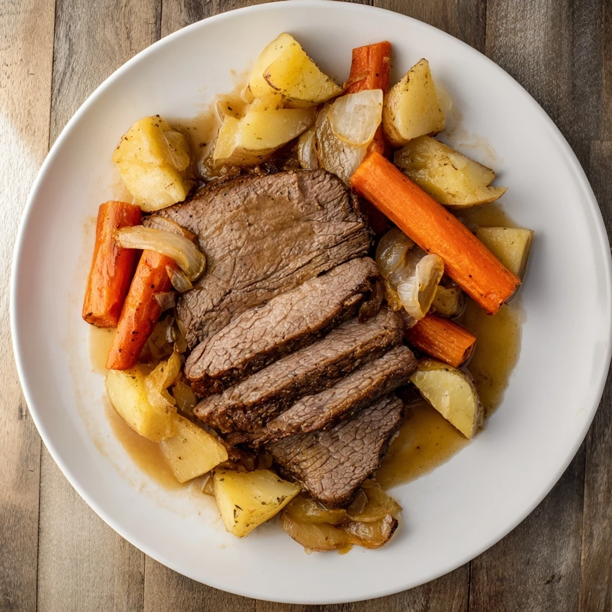 Sunday Pot Roast with roasted vegetables, fork-tender beef and a medley of colorful, hearty vegetables.