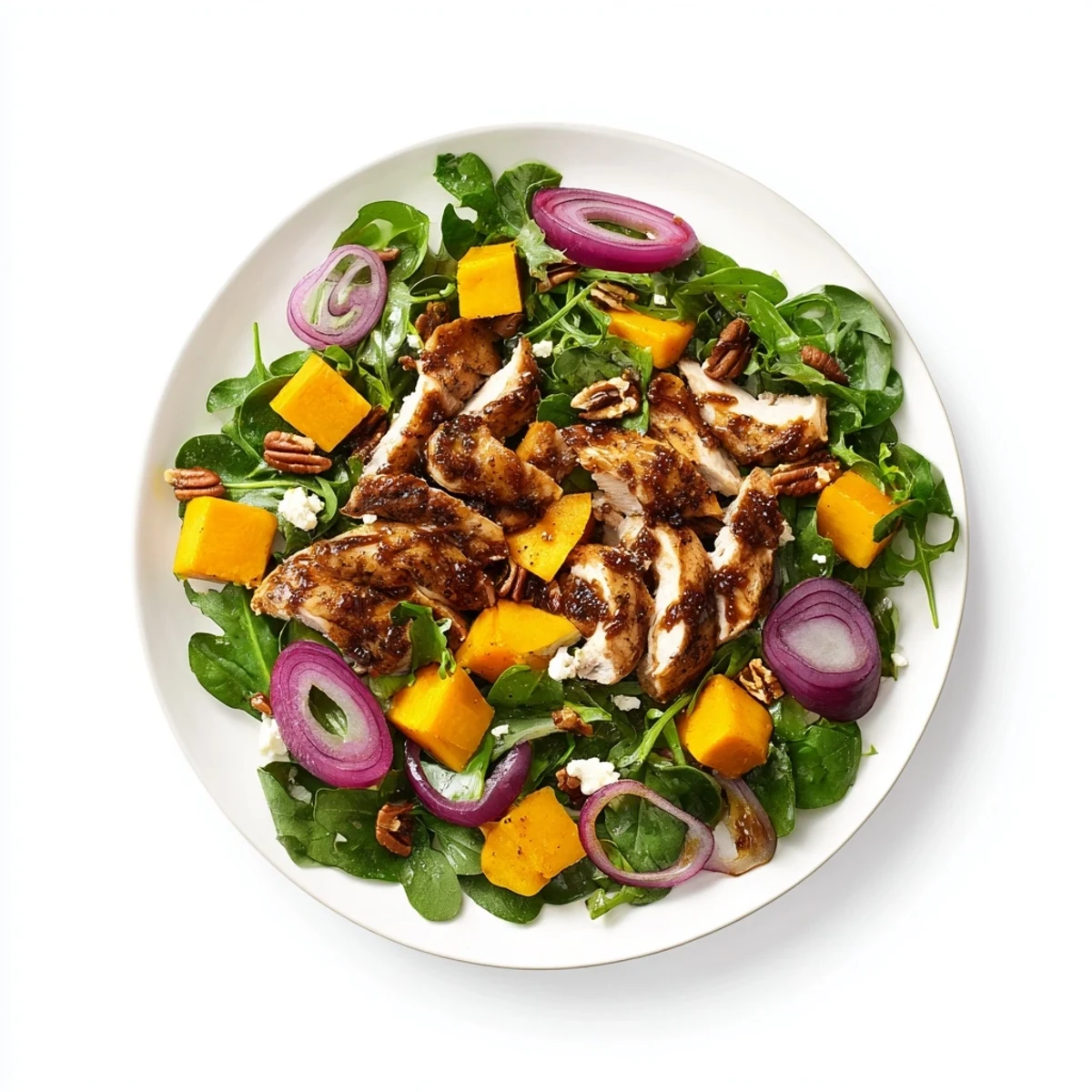 Vibrant Roasted Chicken & Winter Squash Sheet-Pan Salad with tender chicken and caramelized squash, ready to serve.