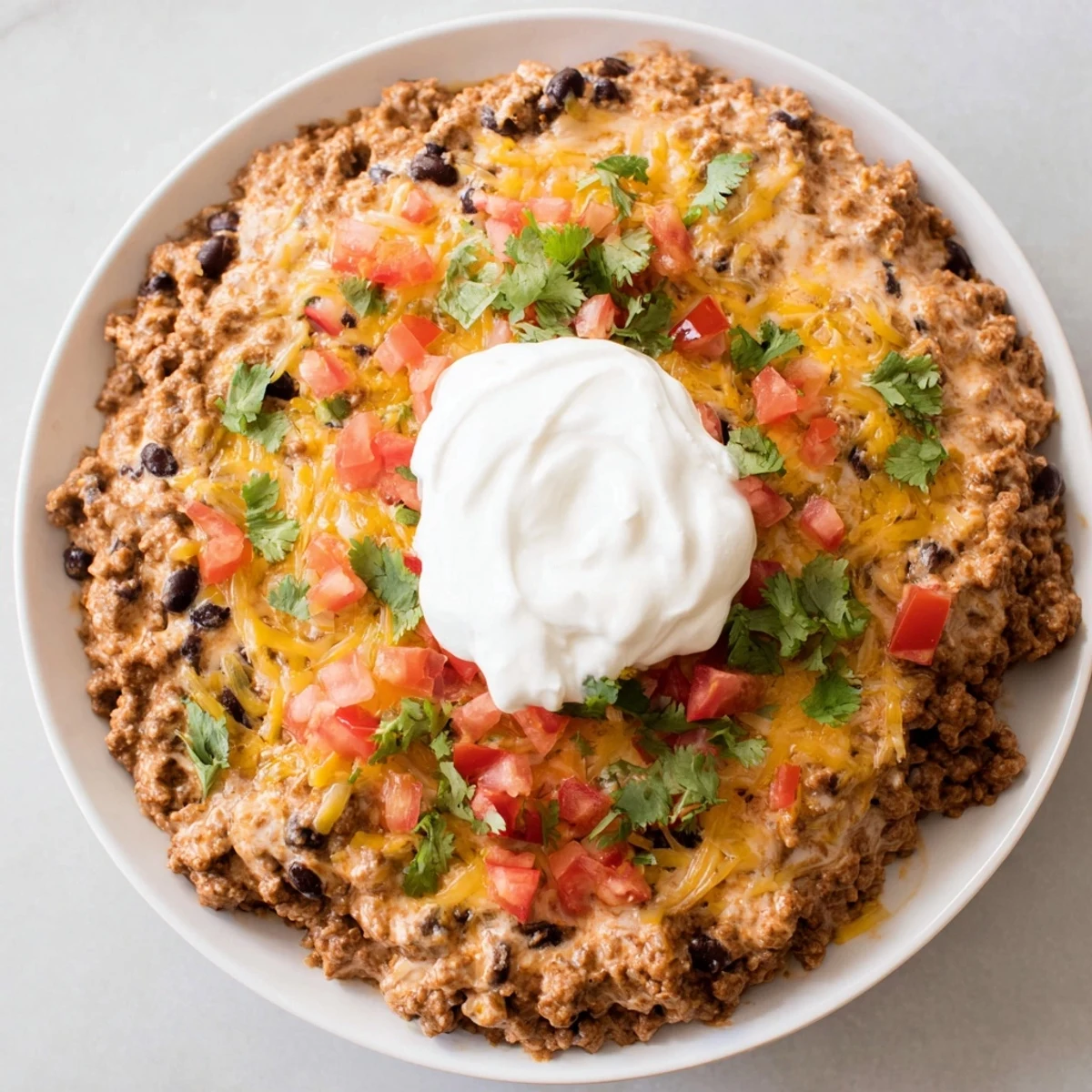 Creamy slow cooker cream cheese taco dip, a bubbling, cheesy appetizer perfect for game day.
