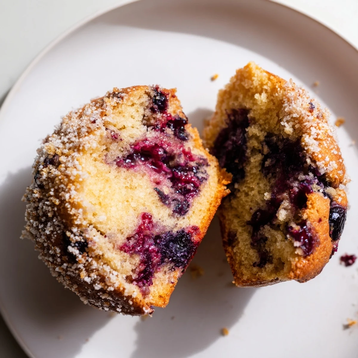 Warm from the oven: a batch of perfectly risen Budget Christmas Blueberry Muffins, perfect for the holidays.