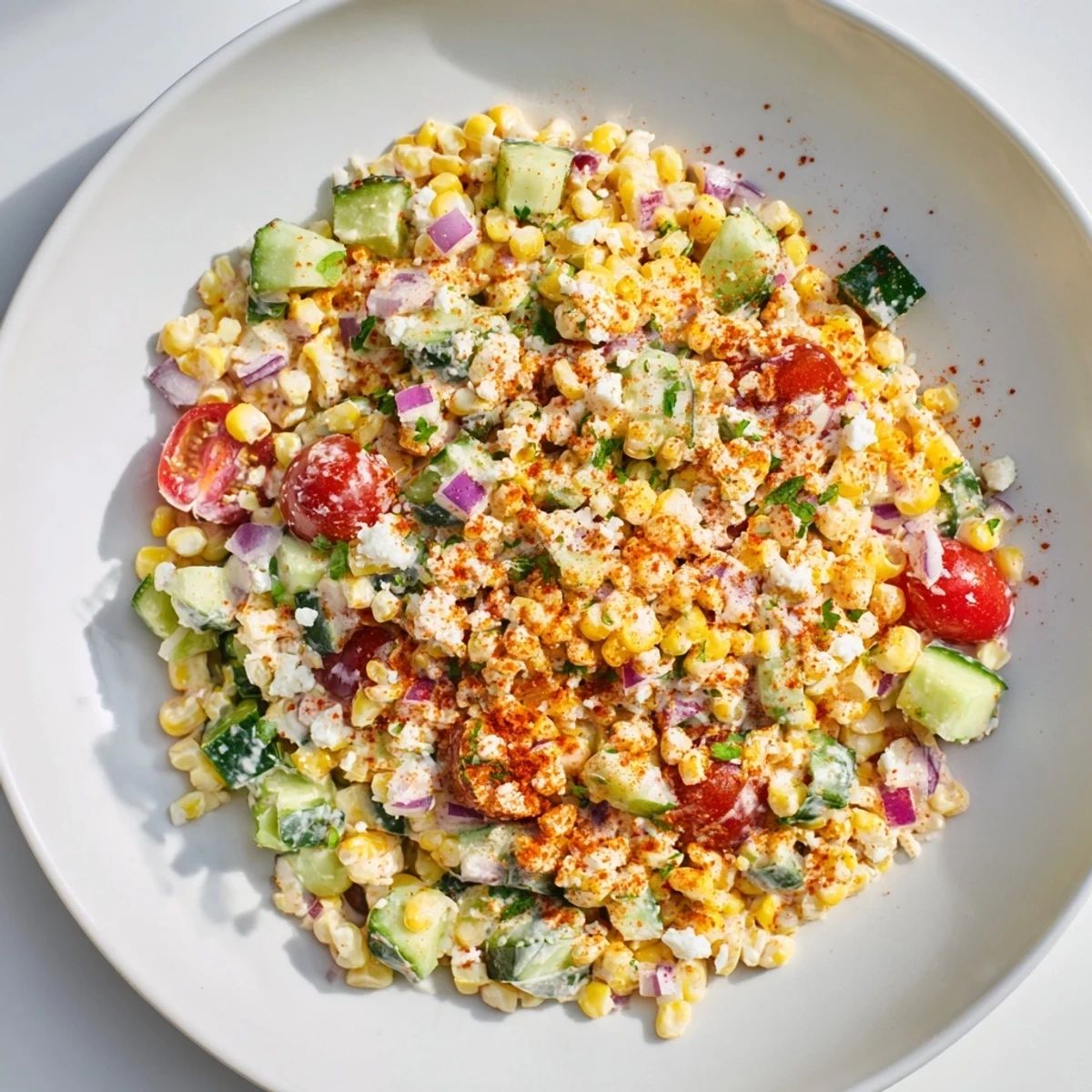 Bright and zesty Mexican Street Corn Chopped Salad, a flavorful, well-dressed side dish with lime.