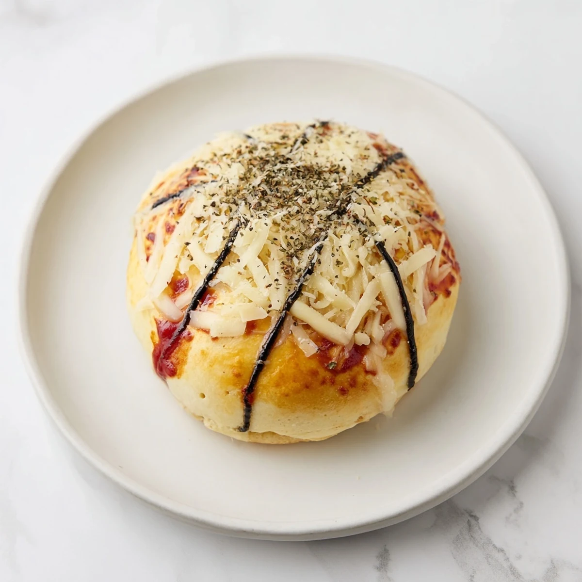 Oven-baked Slam Dunk Basketball Pizza Bites, showcasing melted cheese and pepperoni inside the pizza dough.