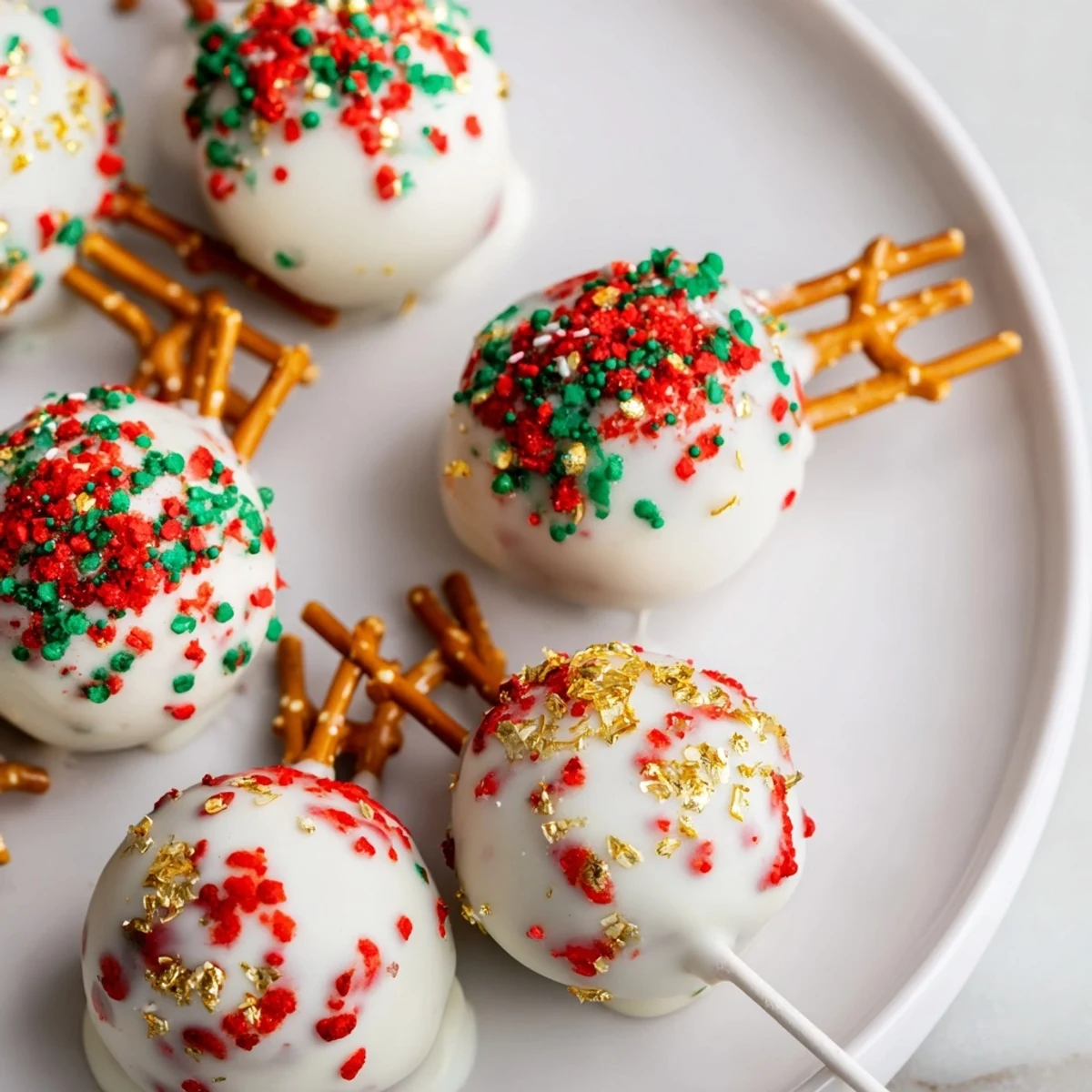 Brightly colored Holiday Ornament Candy Balls, glistening with sprinkles for a festive treat appearance.