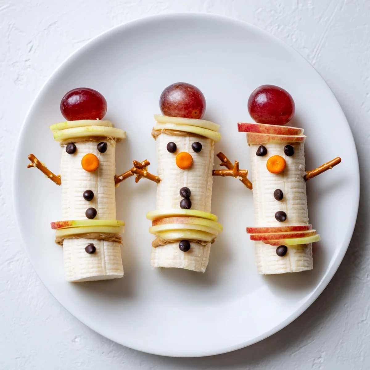 Banana Peanut Butter Snowmen
