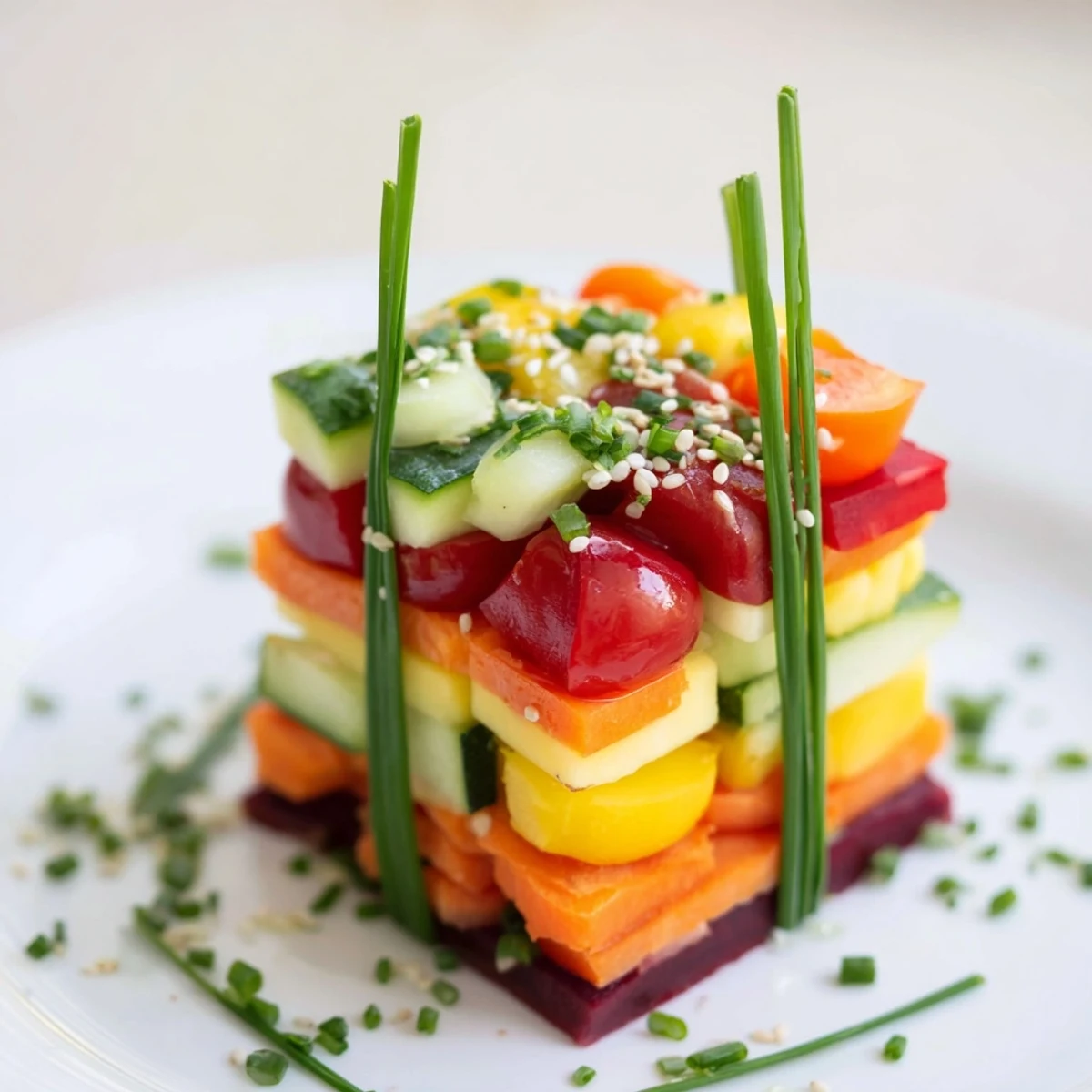 Eye-catching close-up: these stacked gift box veggie cubes feature fresh, crunchy carrots and cheese.