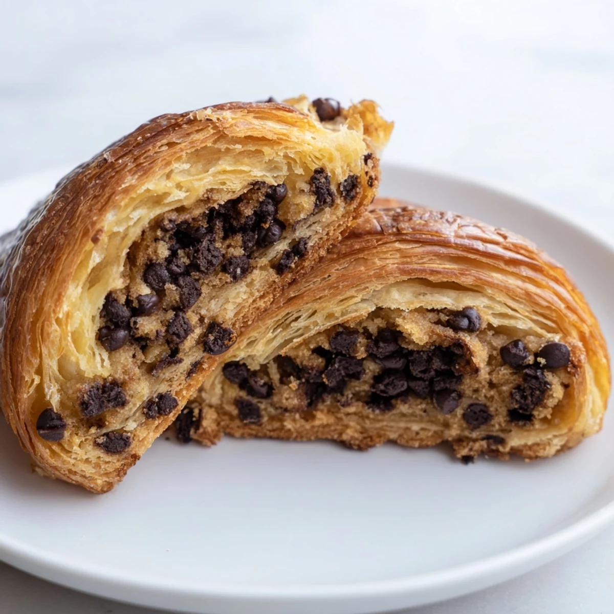 Golden, flaky Chocolate Cookie Croissants with a warm, gooey chocolate chip cookie center, delicious!