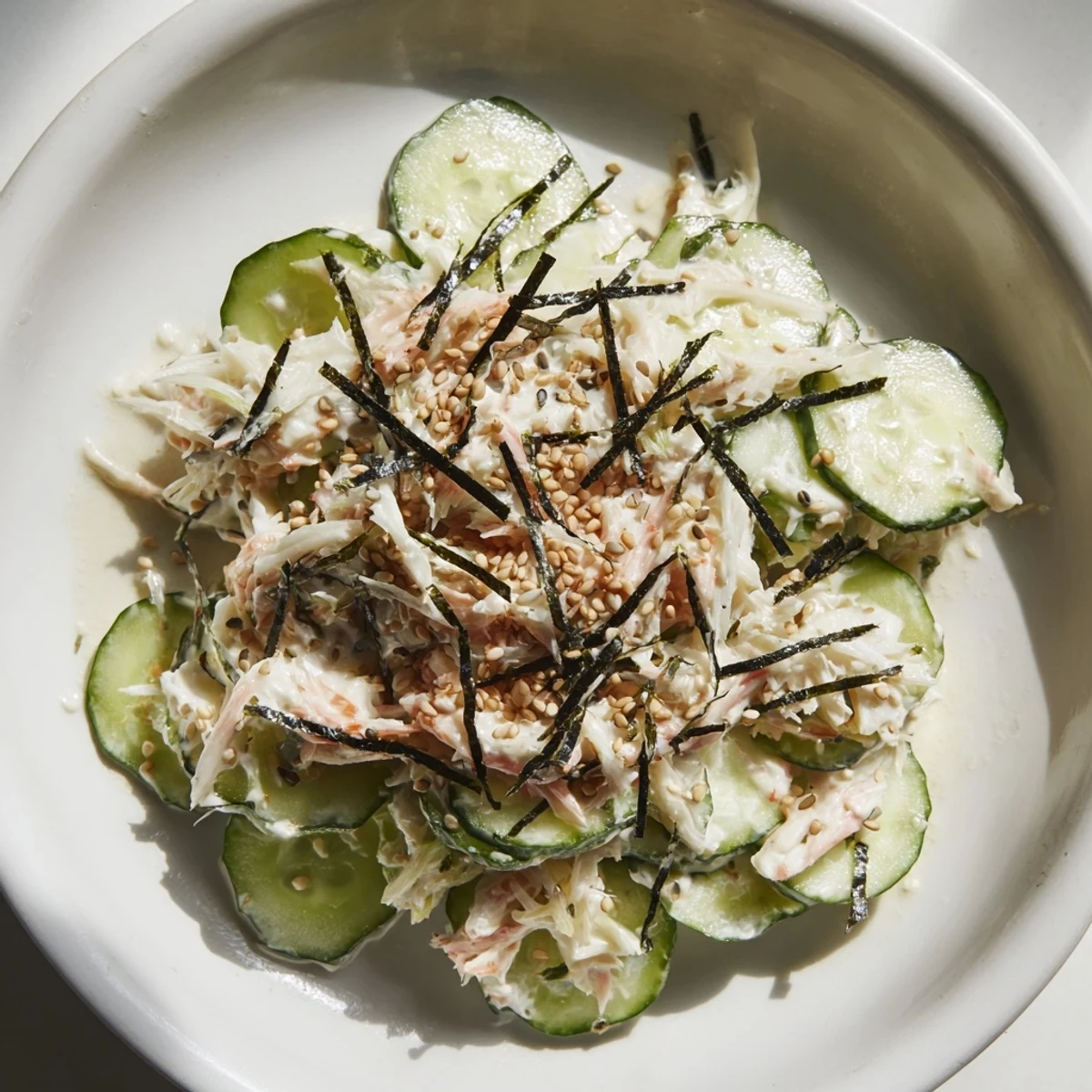 Imagine the fresh, cool flavor of California Roll Cucumber Salad, perfect as a light lunch or appetizer.