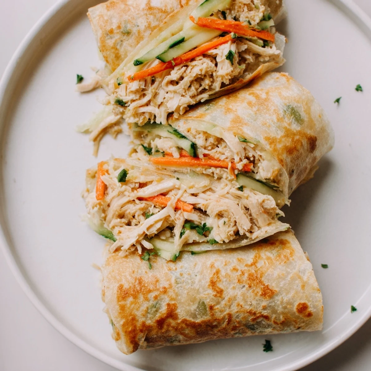 Garlicky Pulled Chicken Wraps