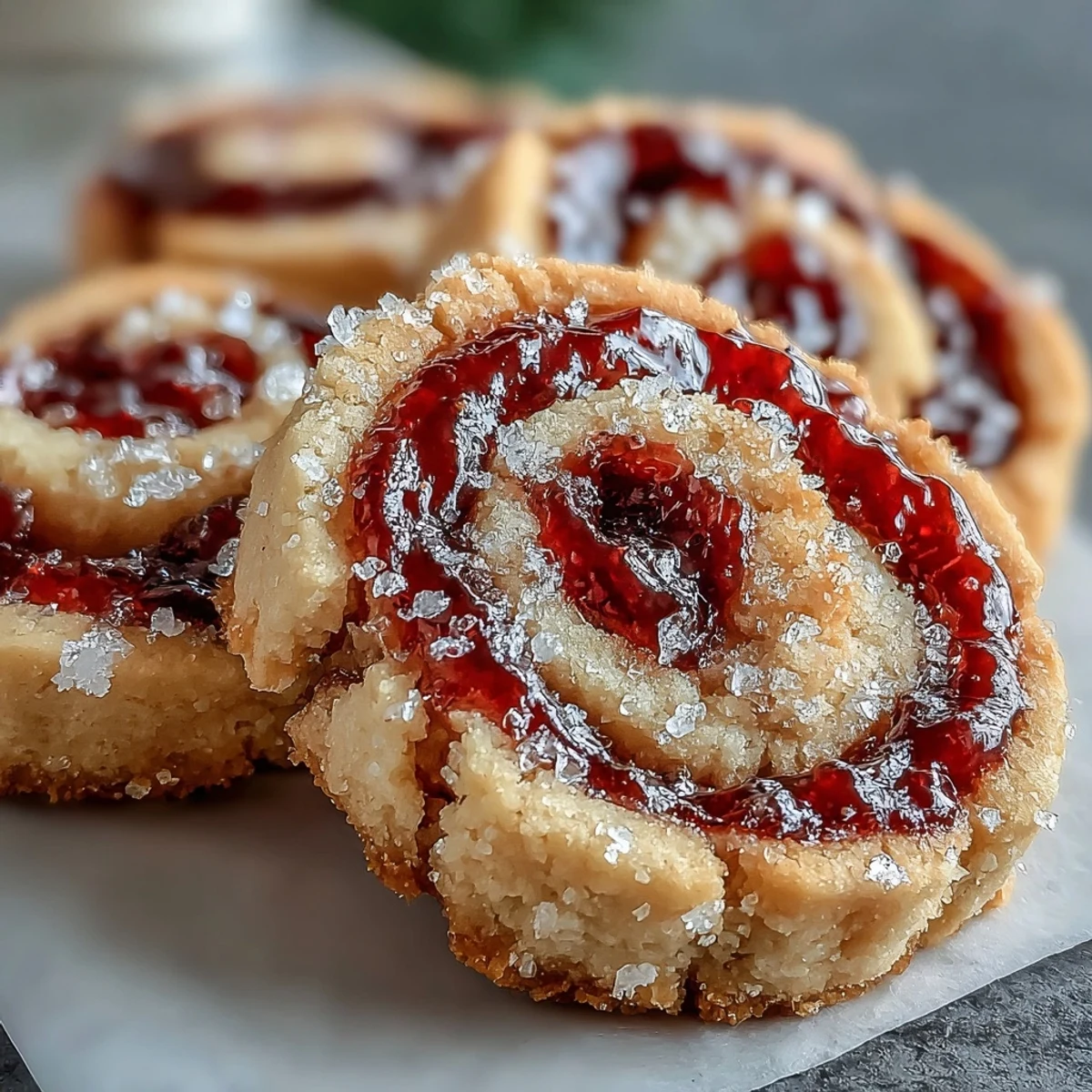 Golden Raspberry Swirl Shortbread Cookies arranged on a white platter, perfect for afternoon tea or a sweet homemade gift.