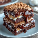 Gooey s'mores brownie mix cookies topped with toasted marshmallows and graham cracker crumbs.