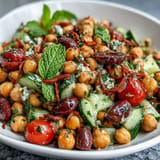 Tender chickpeas and crisp veggies shine in this fresh Mediterranean salad.