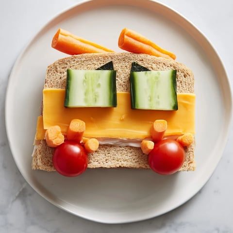 Vibrant photo of a Road Trip Ready Car-Shaped Lunch, featuring fun sandwiches complete with wheels.