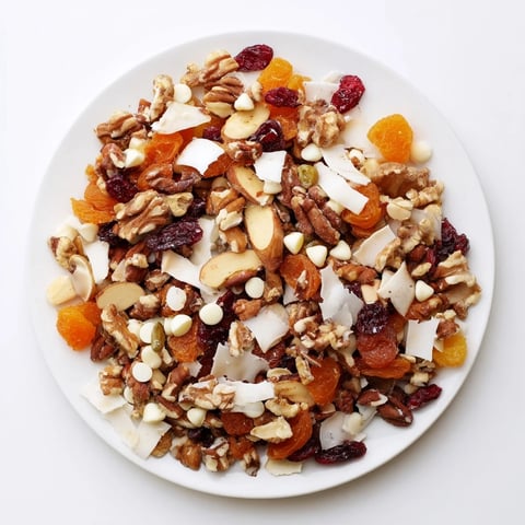 Snowflake Winter Blend with vibrant dried fruits and nuts, perfect for festive snacking.