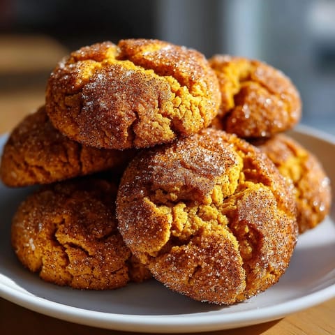 Golden brown Pumpkin Spice Snickerdoodles, hints of cinnamon, perfect fall baking recipe.