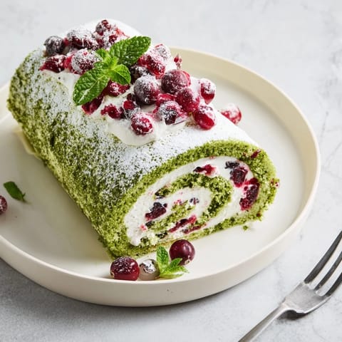 Matcha Swiss Roll Cranberry Cream