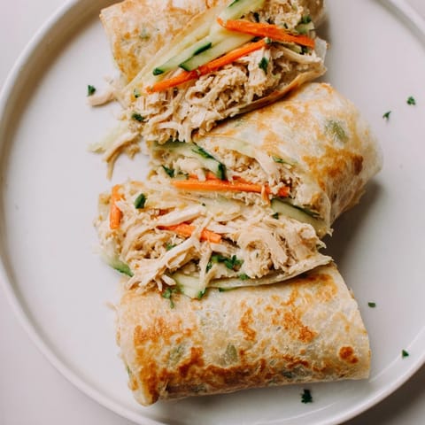 Garlicky Pulled Chicken Wraps