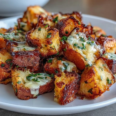 Golden Sourdough Croutons Topping