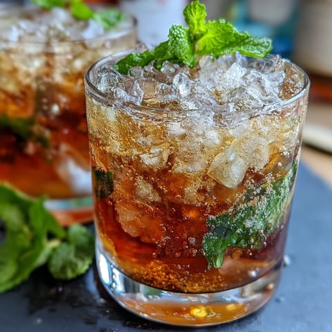 Kentucky Derby Mint Julep Mocktail with Fresh Mint in crushed ice, garnished with vibrant mint sprigs for a refreshing non-alcoholic treat.