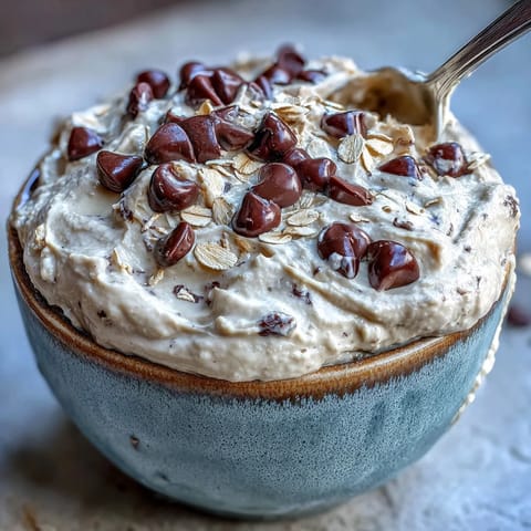 Fiber-packed chickpea cookie dough dip, deliciously smooth and perfect with fruit.