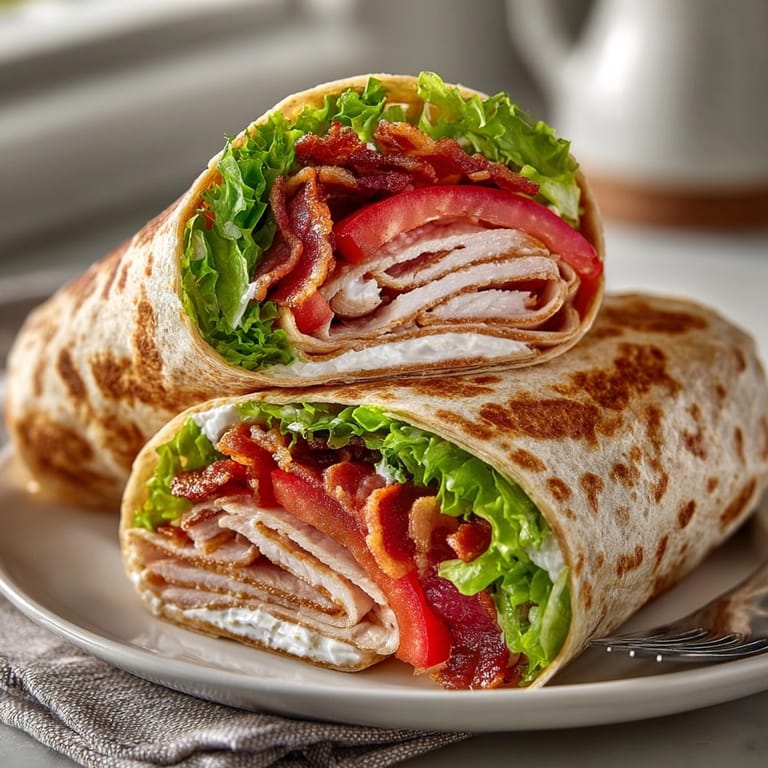Making delicious Classic Turkey Club Wraps, an easy meal perfect for on-the-go picnics.