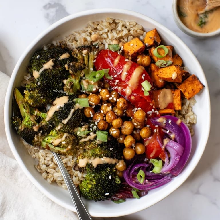 Satisfying vegetarian Bold Sauce Drizzle Bowls filled with healthy grains and veggies.