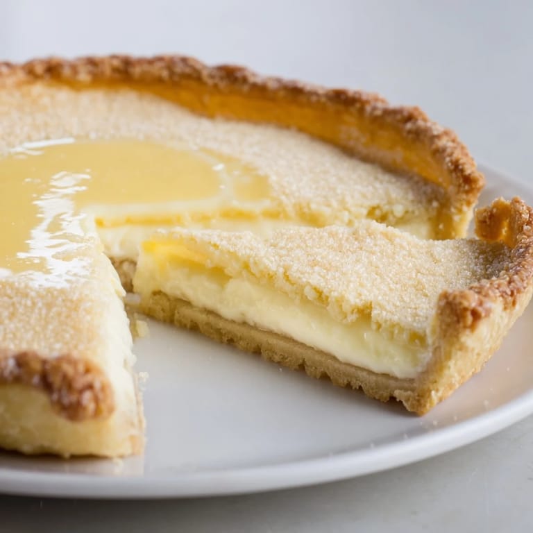 Creamy Water Pie topped with whipped cream and fresh berries for serving.  