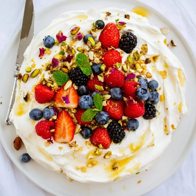 Whipped cream cheese Butter Board Dessert Version garnished with nuts and rose petals.