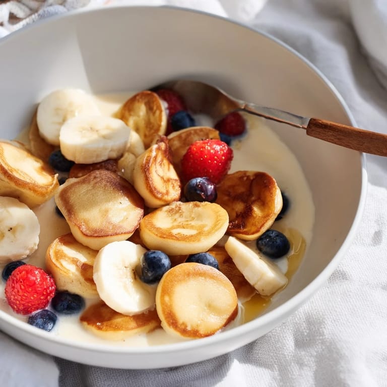 Serve this mini pancake cereal with honey or sliced bananas for extra flavor.