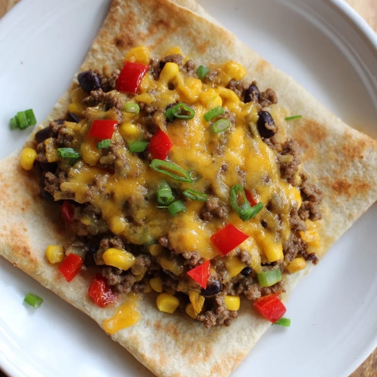 A close-up view of sheet pan quesadillas with beef: Filled with melted cheese and delicious savory beef.