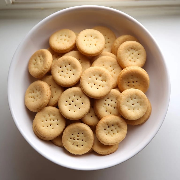 Close-up of freshly made classic shortbread cookies with a fork-pricked design, ready to enjoy.