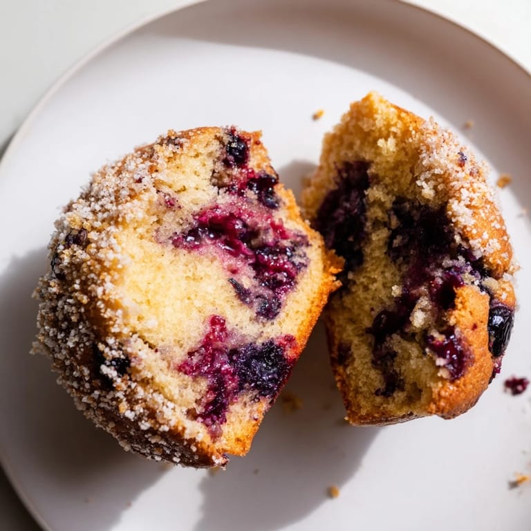 Warm from the oven: a batch of perfectly risen Budget Christmas Blueberry Muffins, perfect for the holidays.