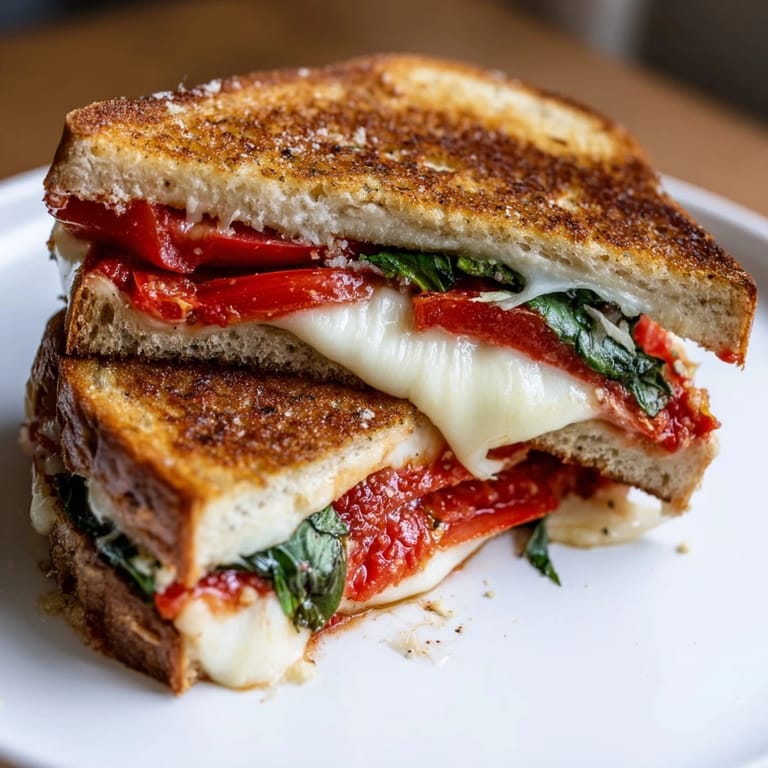 Mouthwatering Air Fryer Pizza Margherita Grilled Cheese, perfect for a quick, comforting Italian-American meal.