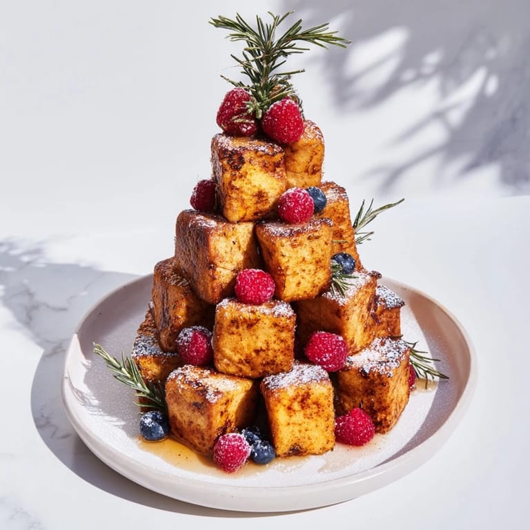 Aromatic Eggnog French Toast Bites, perfectly crisped and dusted with powdered sugar, ready to be enjoyed.