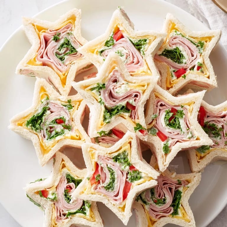 These delicious Party Sandwiches: star-shaped delights, perfect for a festive party spread.