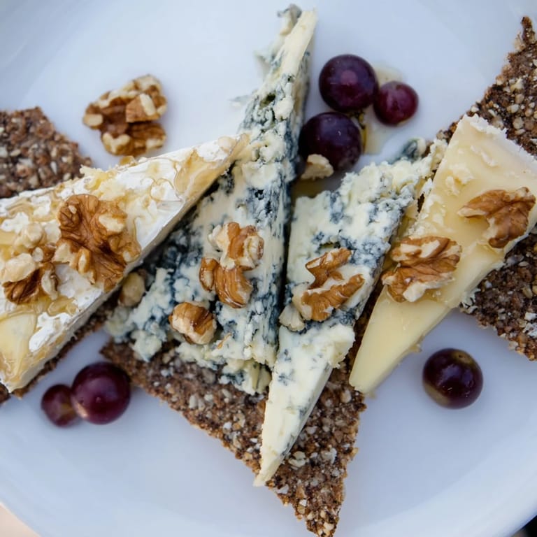 Imagine "The Blue Ridge Mountains" cheese platter: a stunning arrangement of mountain-shaped cheeses with walnuts and fruit.