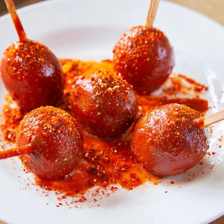 Imagine the zesty flavor of these Chamoy-Tajín pickle sticks—tangy dill pickles covered in sweet, spicy delight.