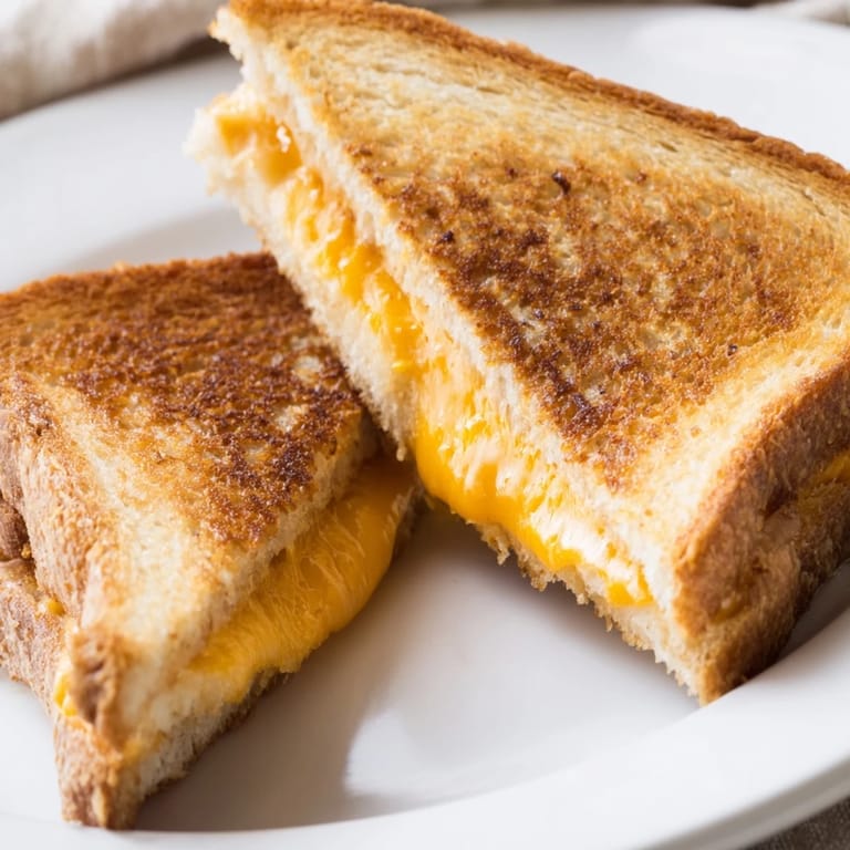 A classic American Mayo Grilled Cheese, showcasing a wonderfully toasted exterior and a gooey cheese center.