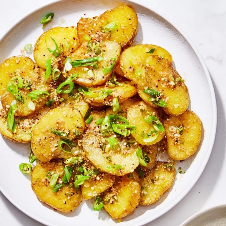 Oven-baked Smashed Green Onion Potato Bombs boast a delightful, crispy texture with fresh, vibrant scallions.