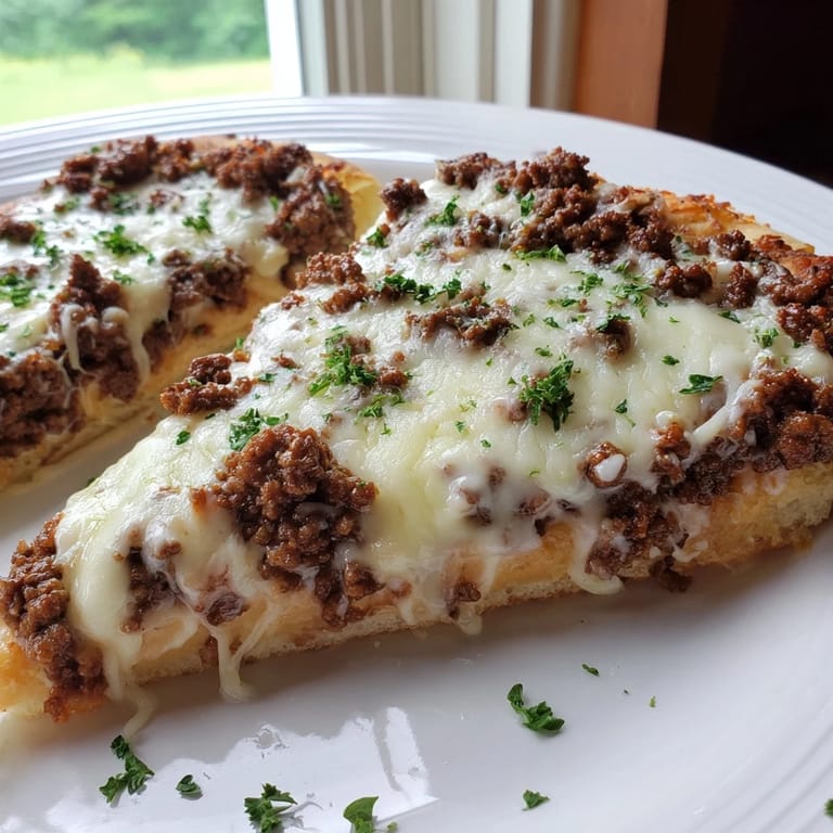 Indulge in a homemade Ground Beef Alfredo Pizza, a cheesy, meaty family favorite.