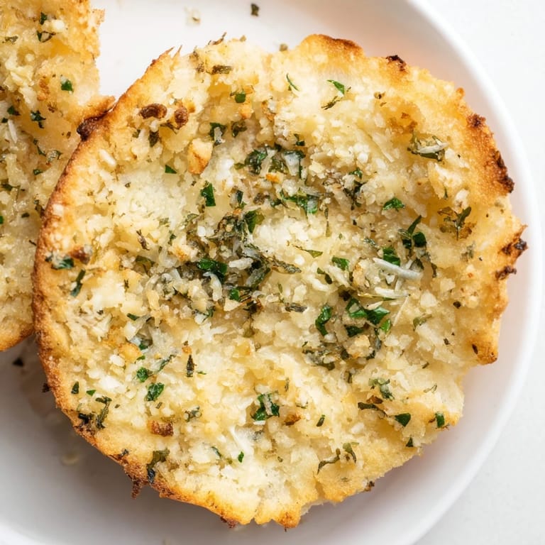 Close-up of toasted cloud bread savory toast, garlic-infused, and ready to be enjoyed with a dip.