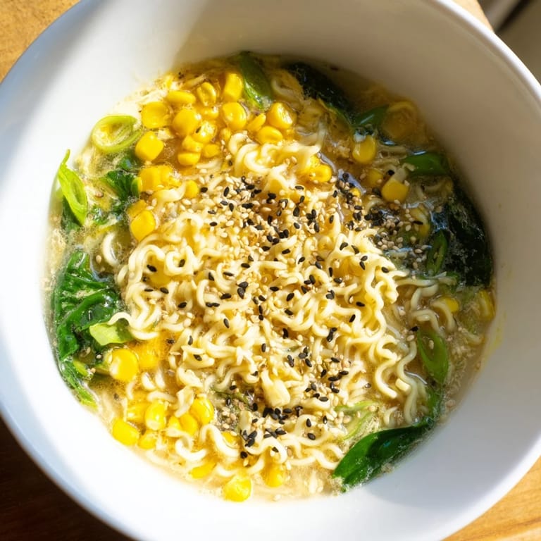 Silky egg and vibrant veggies mingle beautifully in this easy recipe for Elevated Ramen Egg Drop Soup.