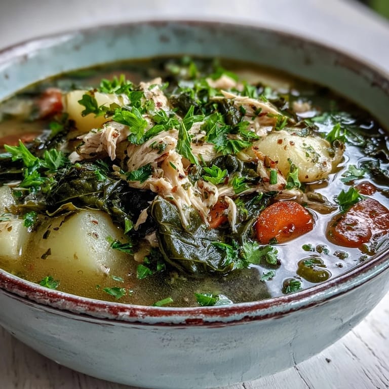 Warm up with this delicious Collard Greens Chicken and Vegetable Soup, perfect for dinner.
