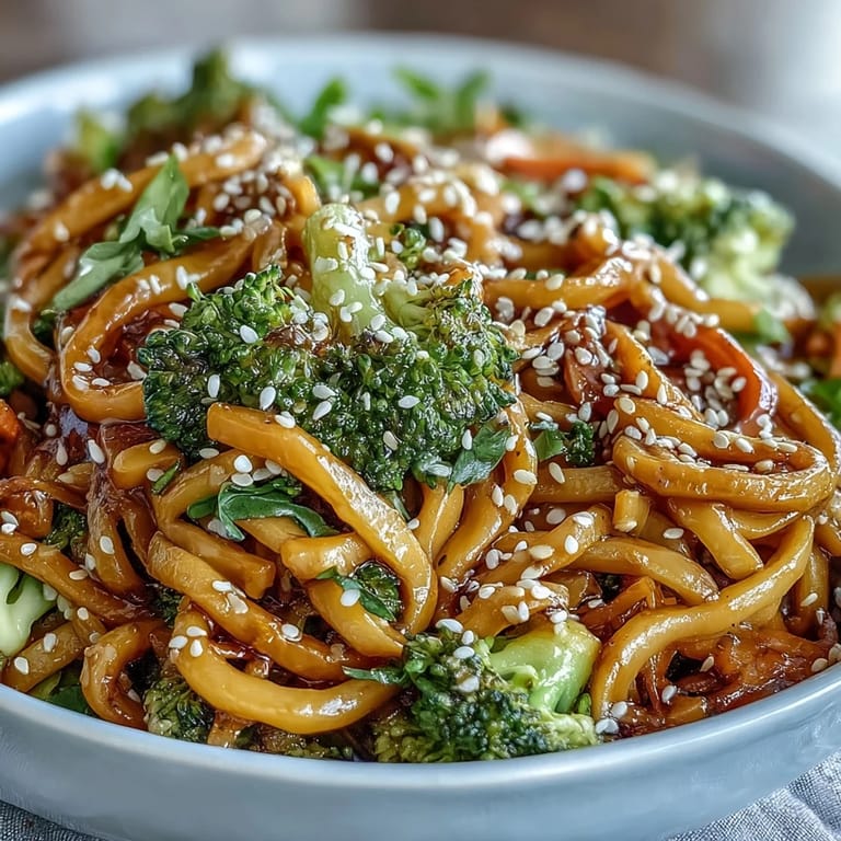 Serving suggestion for a quick vegetarian Asian Teriyaki Noodle Bowl, ready to enjoy with chopsticks.