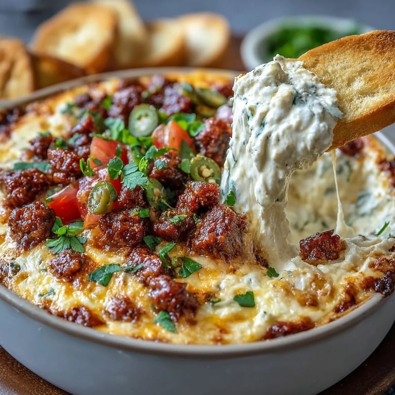 Melted cheddar and Monterey Jack queso loaded with toppings and served warm with crunchy tortilla chips for dipping.